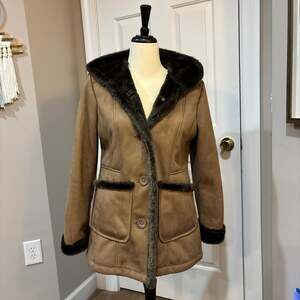 VTG Vintage Style Y2K Faux Suede Faux Fur Lined Jacket Size L
